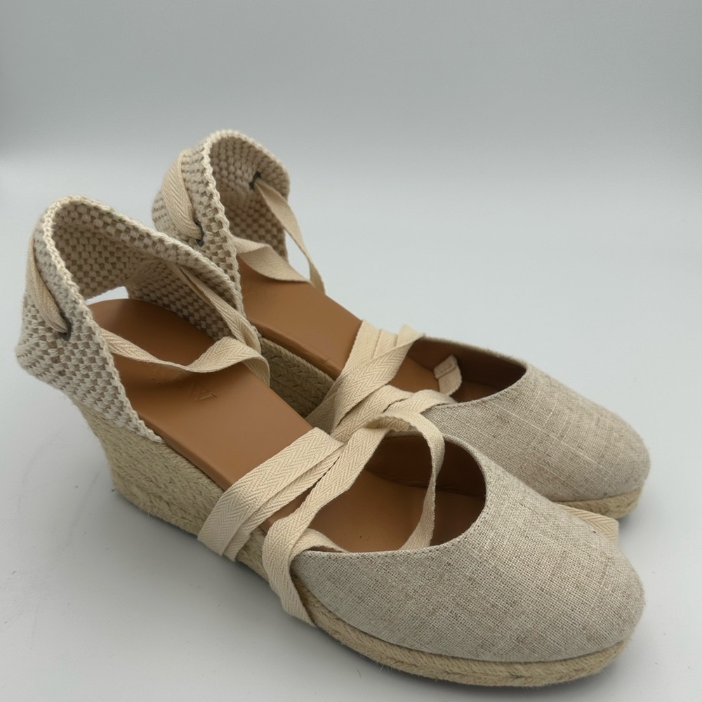 J crew Women's Cream Espadrille Wedge Shoes